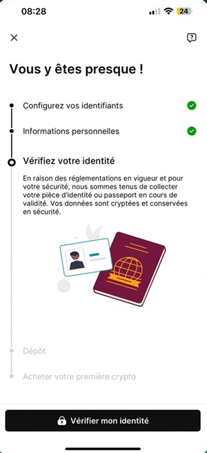 Début de la vérification d'identité sur Finst