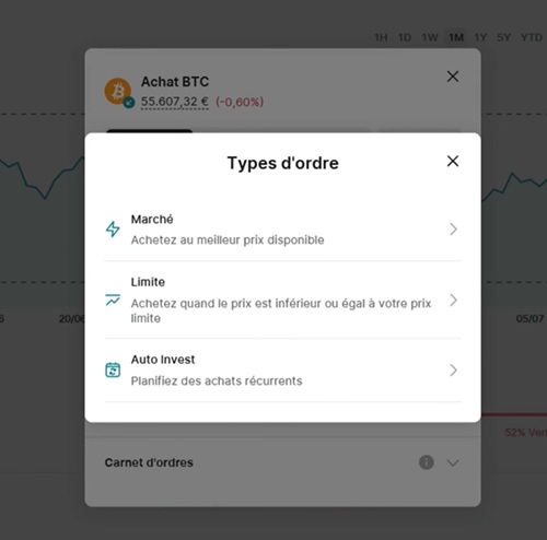 Types d'ordres disponibles sur Finst