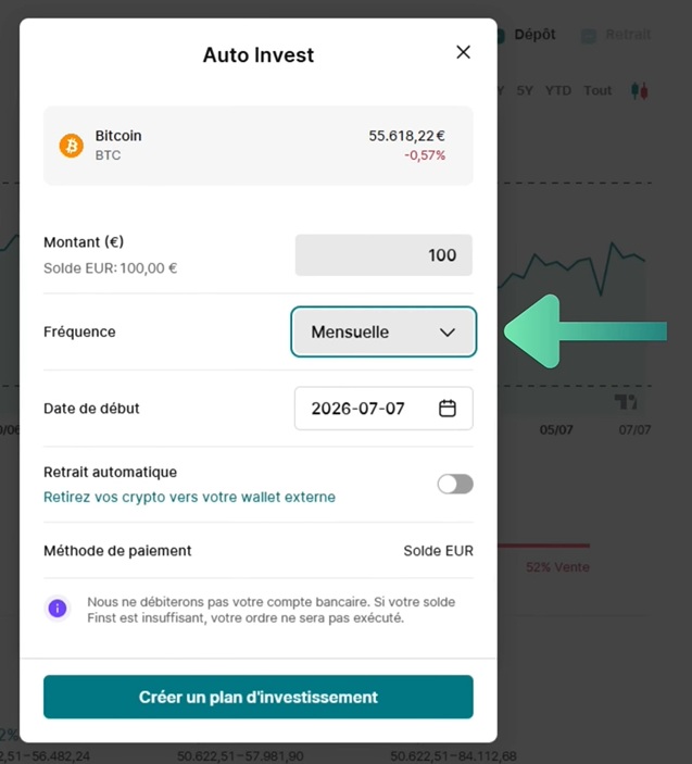 Achat récurrent Auto Invest en DCA sur Finst