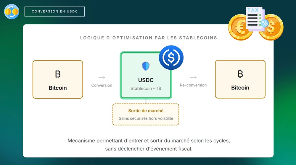 Conversion de Bitcoin en stablecoin USDC sur Finst