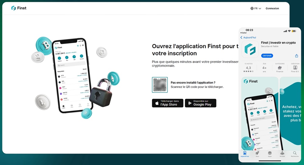 QR code de redirection vers l'application Finst