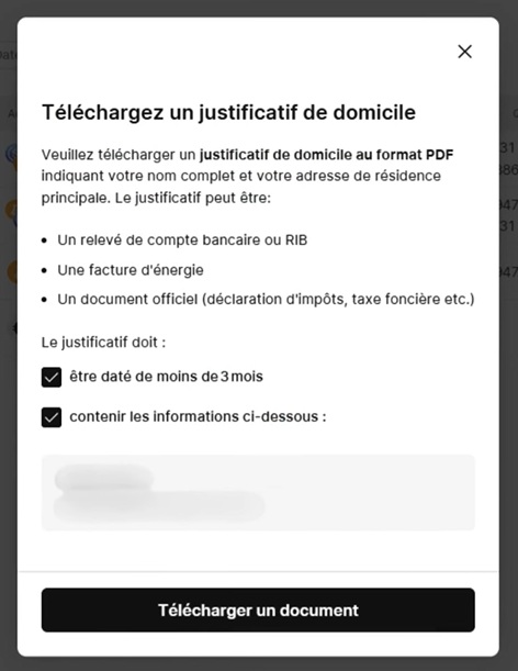 Envoi du justificatif de domicile sur Finst
