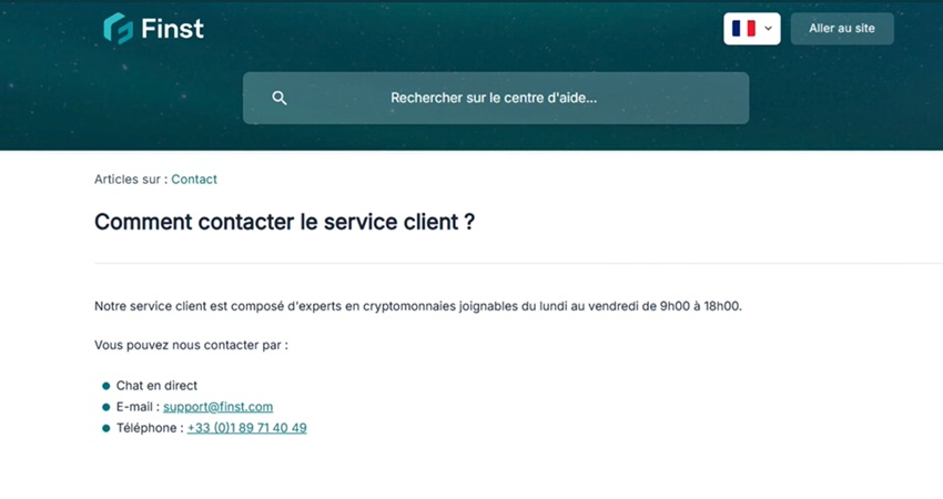 Service client Finst en français