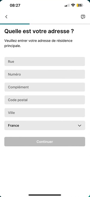Saisie des données personnelles pour le KYC Finst