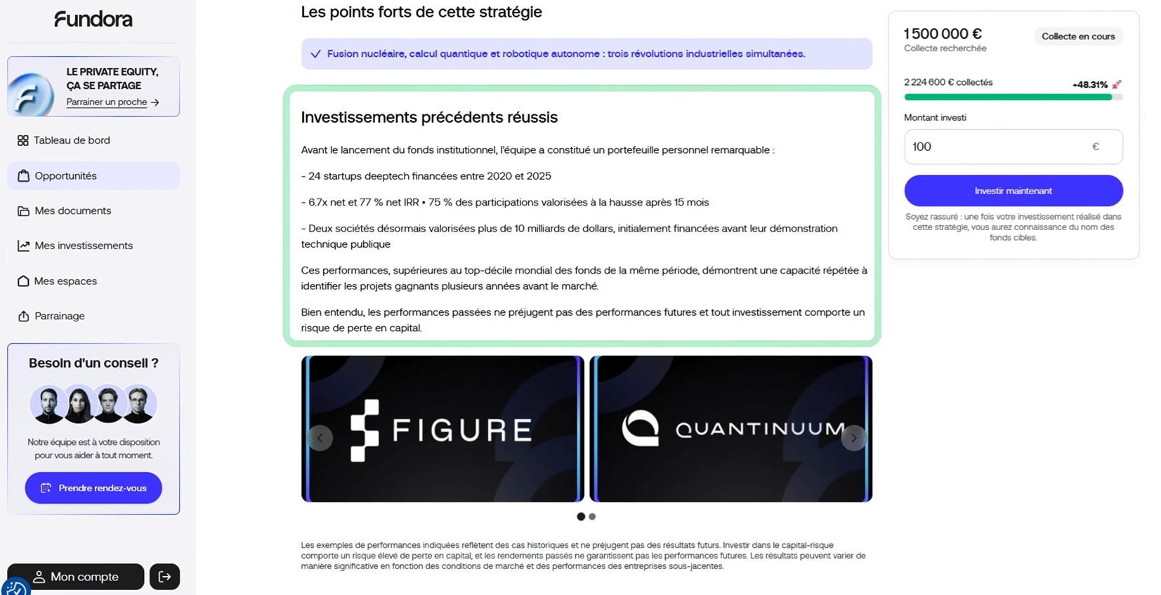 Investissements précédents réussis sur Fundora : performances et rendements