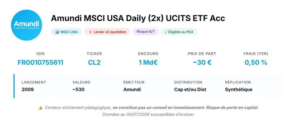 ETF Amundi MSCI USA x2 (CL2) avis