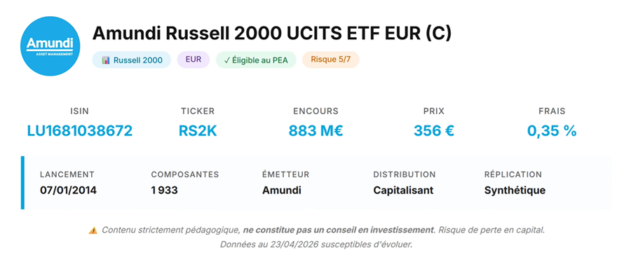 ETF Amundi Russell 2000 (LU1681038672) Avis