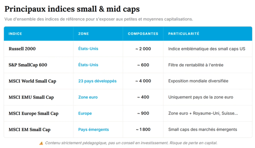 Indices Small Caps Russell 2000 MSCI World EMU