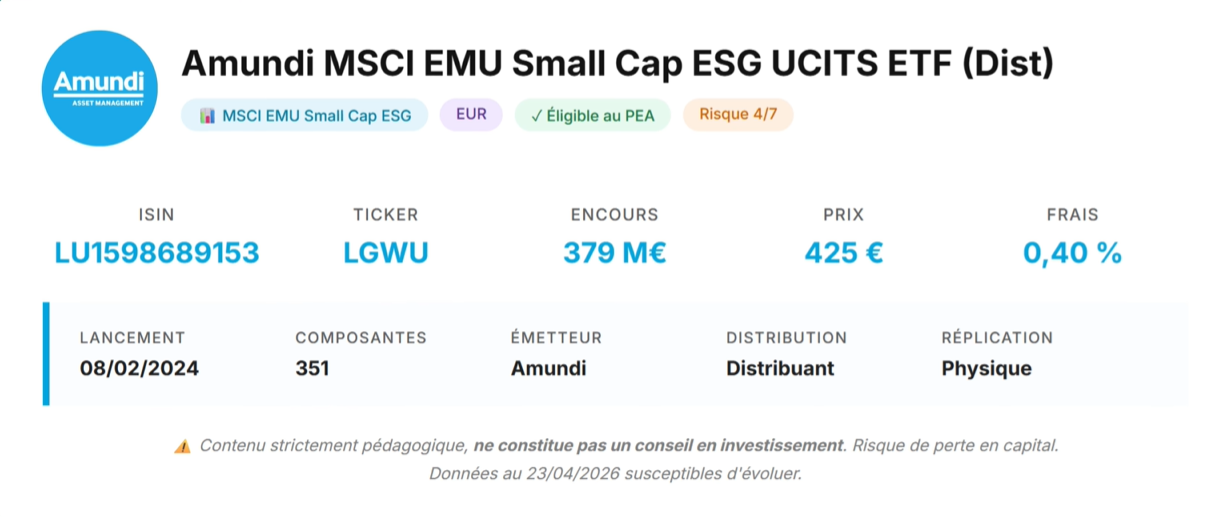 ETF Amundi MSCI EMU Small Cap ESG (LU2572257124) Avis