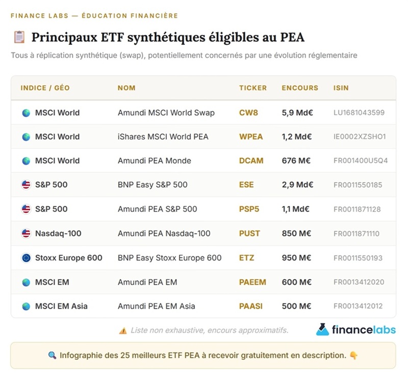 Fin des ETF synthétiques sur PEA : liste des principaux ETF concernés