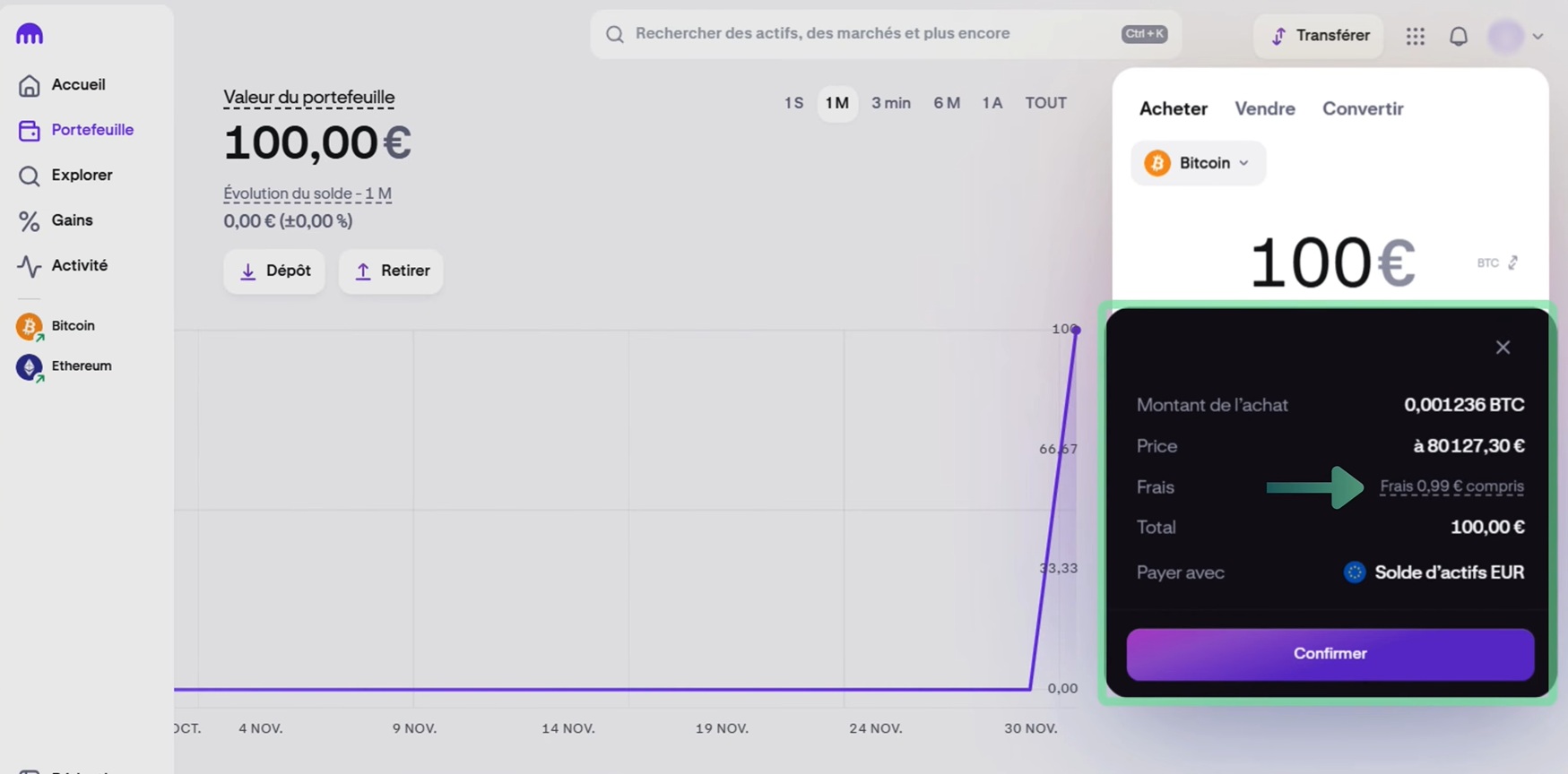 Kraken frais et spread