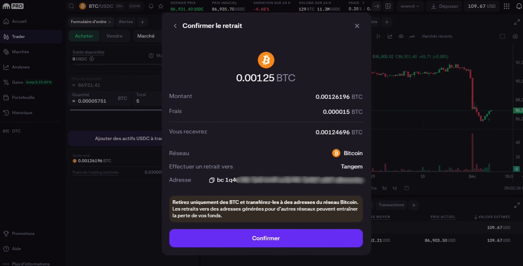 Kraken Pro retrait cold wallet tuto