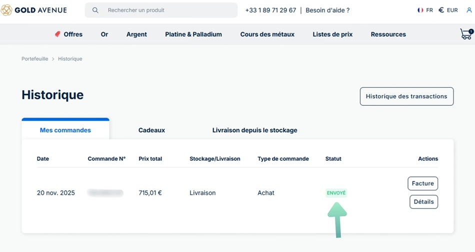 Suivi de commande Gold Avenue