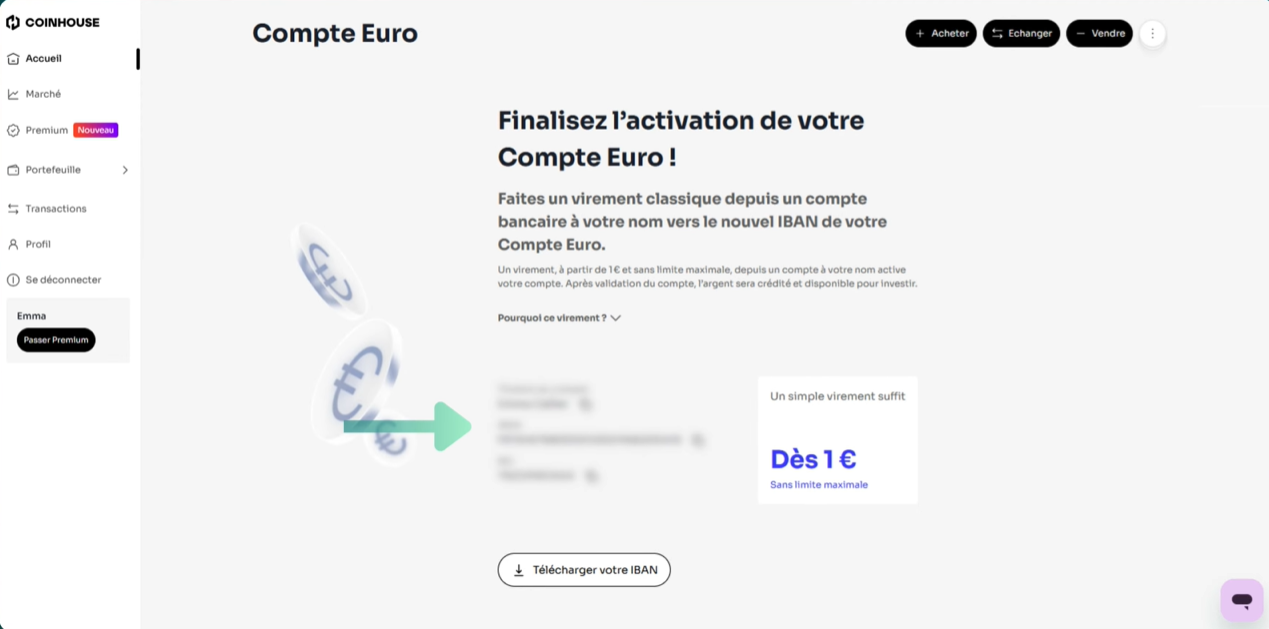 Fonctionnement compte euro Coinhouse
