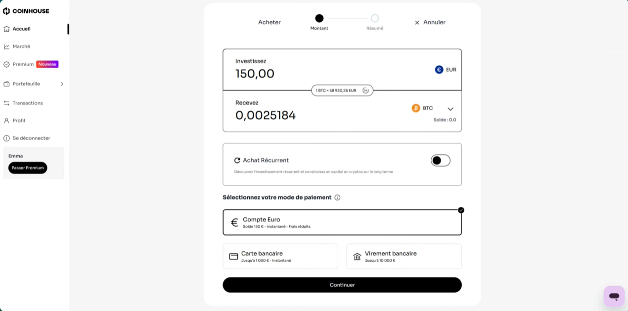 Acheter Bitcoin Coinhouse