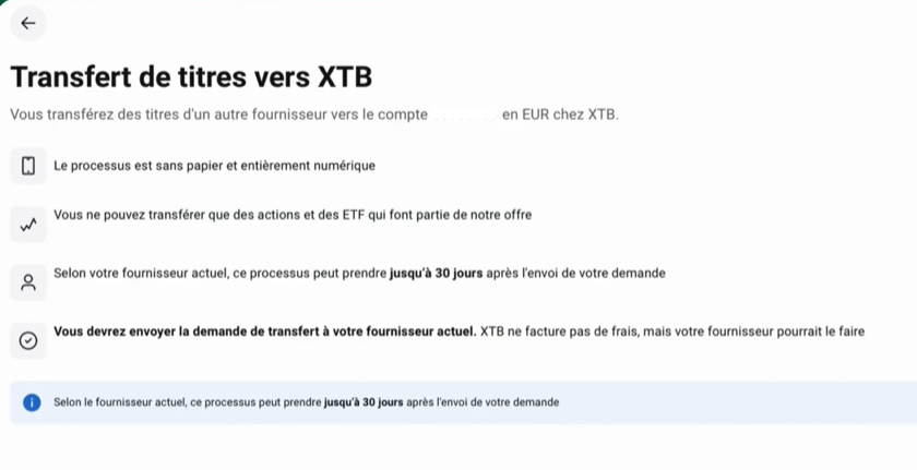 Transfert de titres vers XTB