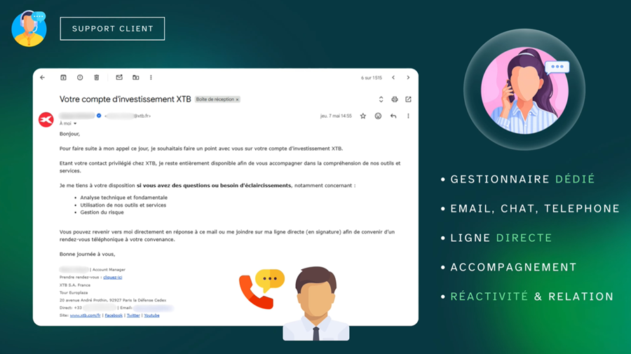 Service client XTB avec gestionnaire dédié